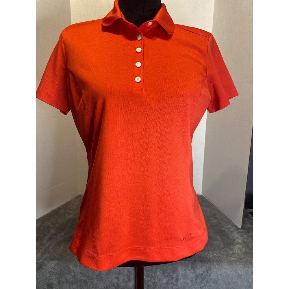 Nike Golf Womens SZ M Shirt Dri fit Slimming Tennis Short sleeve, Coral casual